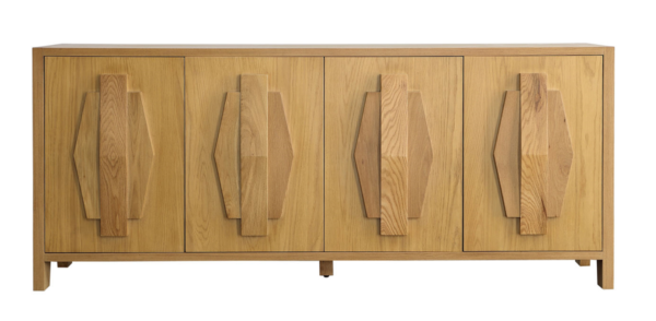 Oak cabinet media console in natural color, front