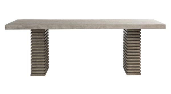 Modern grey table with unique legs, side