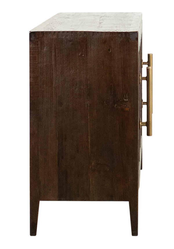 Dark wood sideboard console with glass doors, profile