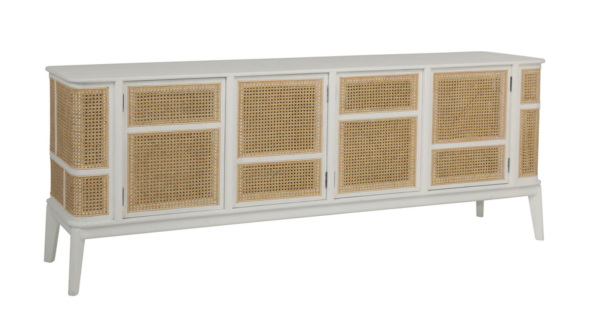 White rattan sideboard cabinet with doors