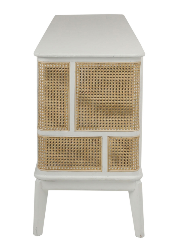 White rattan sideboard cabinet with doors, profile