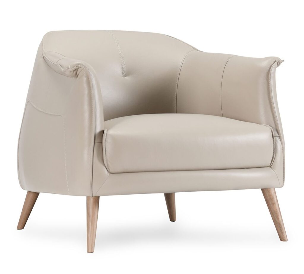 Ivory Top Grain Leather Club Chair