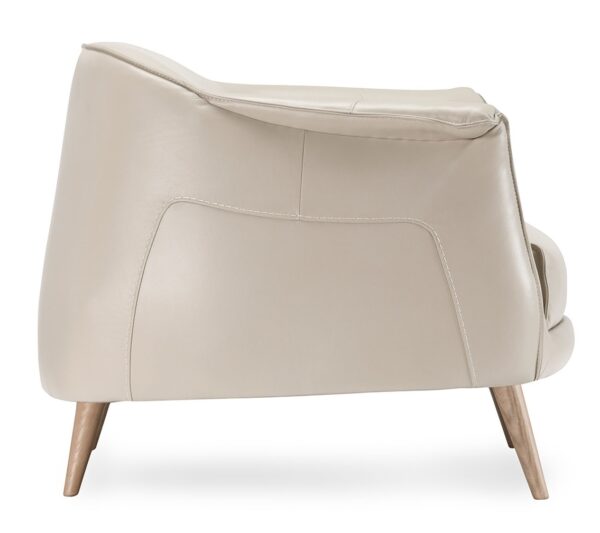 Ivory leather club chair, side