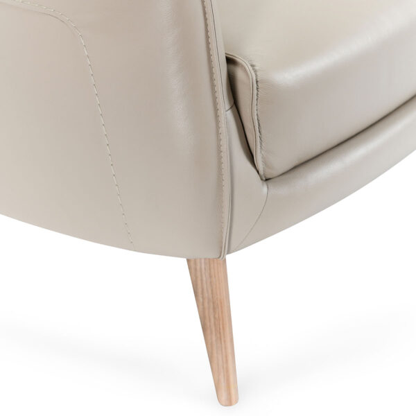 Ivory leather club chair, leg