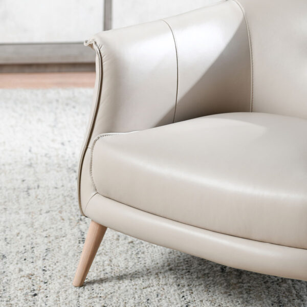 Ivory leather club chair, seat