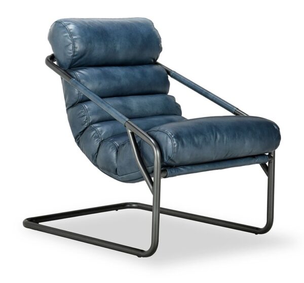 Blue leather accent chair