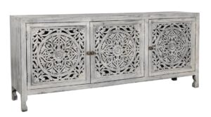 81″ Media Console with Carved Doors
