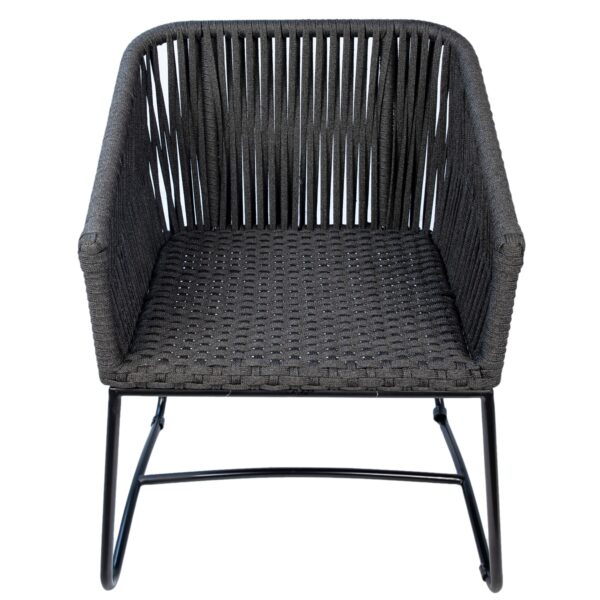 Black outdoor chair, front