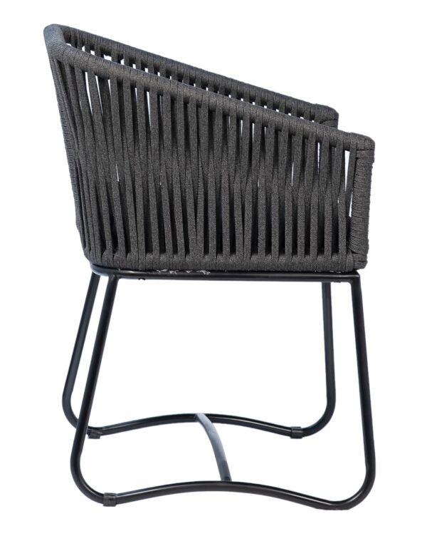 Black outdoor chair, side