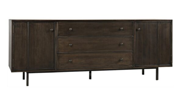 Mid Century style sideboard with drawers in dark walnut wood