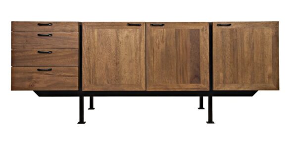 Noir Walnut sideboard with cabinets and drawers, front