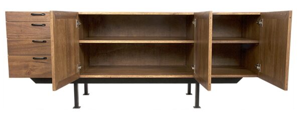 Noir Walnut sideboard with cabinets and drawers, open