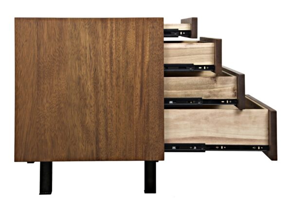 Noir Walnut sideboard with cabinets and drawers, side
