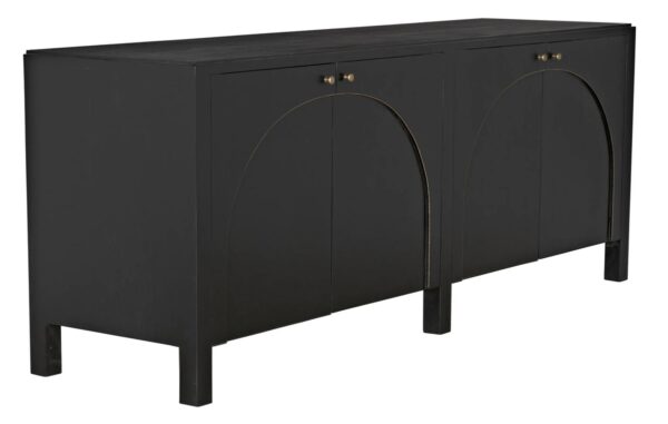 Black sideboard with arch detail from Noir Furniture, side