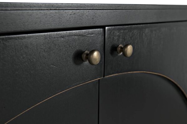 Black sideboard with arch detail from Noir Furniture, close up