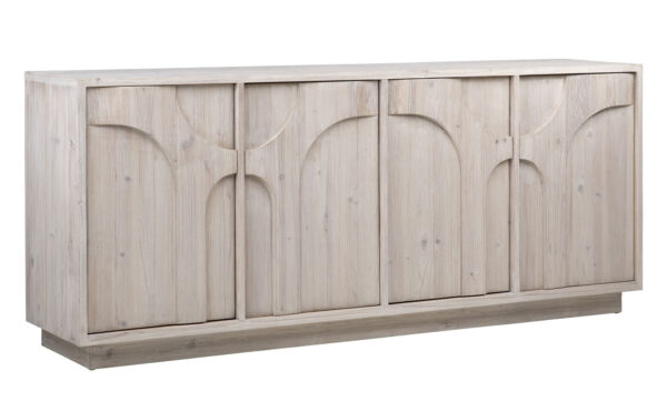 Natural pine wood media console cabinet