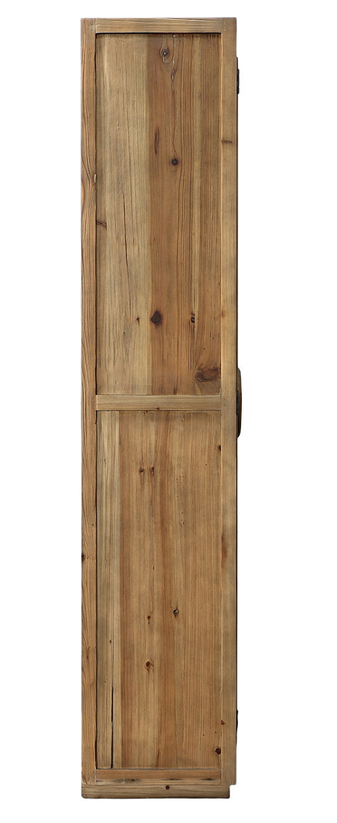 Pine wood tall cabinet with glass doors, profile