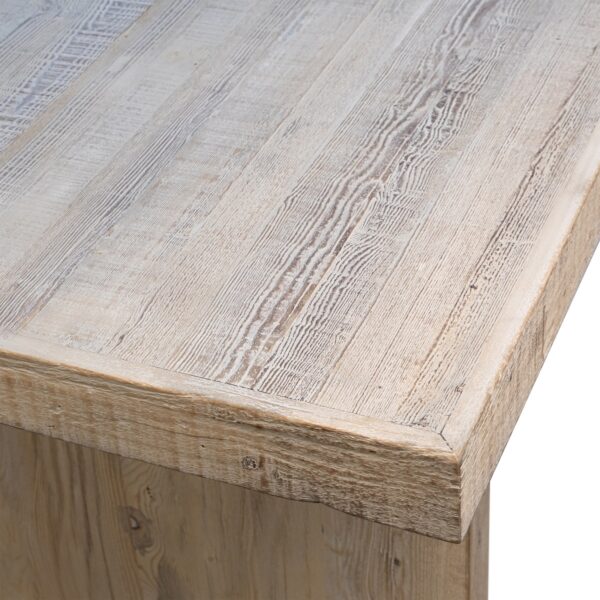 Natural pine dining table, close up