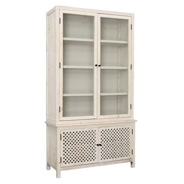 Greywash china cabinet with glass doors