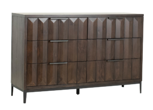 59″ Dark Wood Dresser with Metal Base