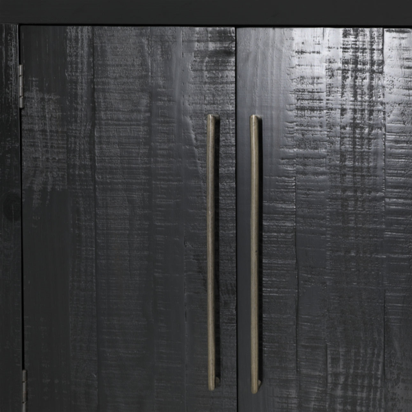 Black pine wood sideboard, detail
