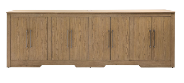 Large natural wood media console cabinet, front