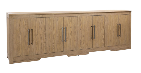 Large natural wood media console cabinet