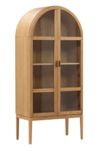 Ivy Arched Oak Display Cabinet with Glass Doors