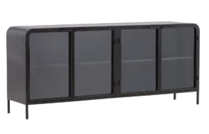 79” Black Iron and Glass Sideboard