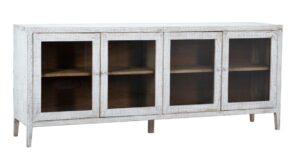 83″ Whitewash Cabinet with Glass Doors