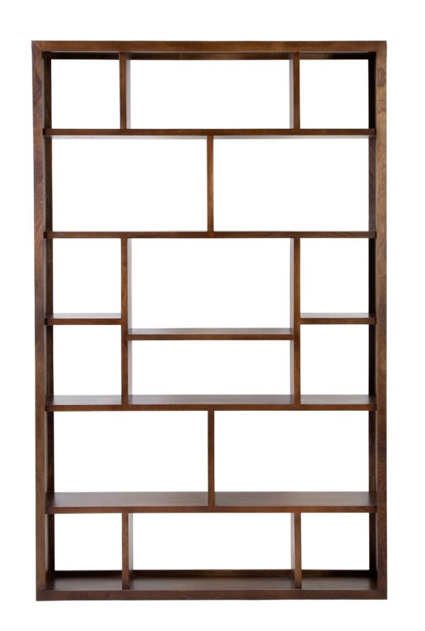 Large geometrical wood bookcase, front