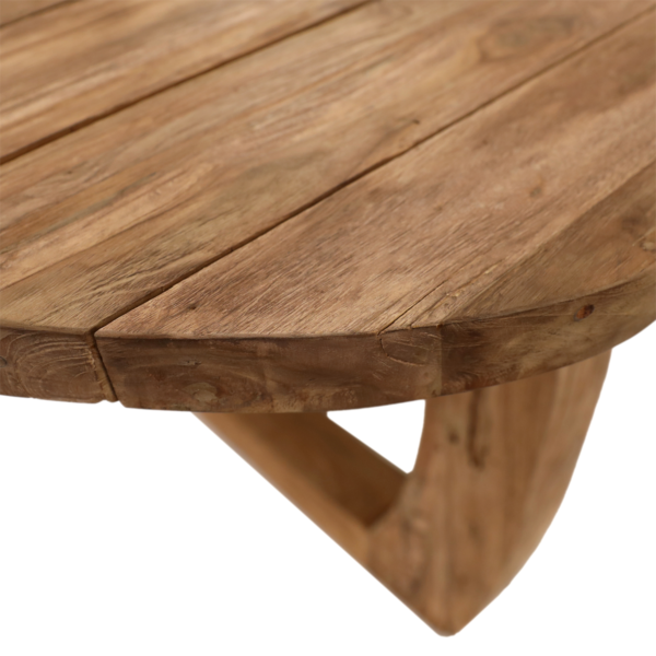 106 inches teak outdoor dining table, closeup