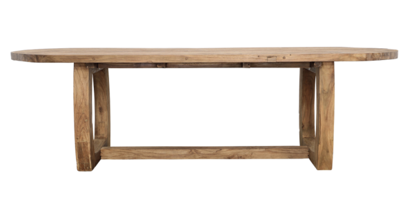 106 inches teak outdoor dining table, front