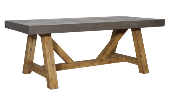Wood and concrete outdoor dining table