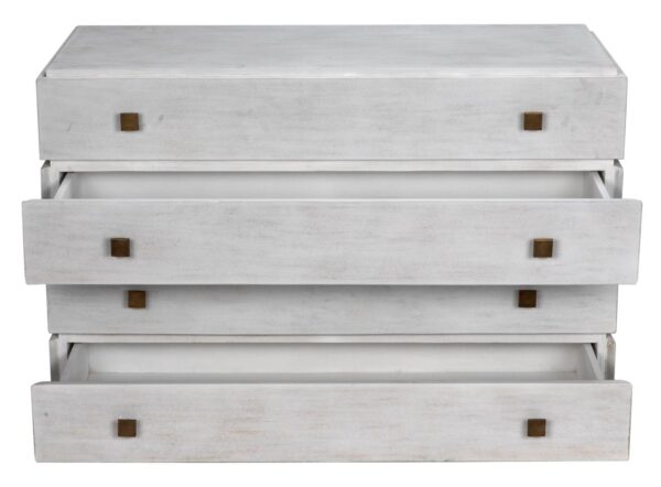 Whitewash dresser with 4 drawers, opened