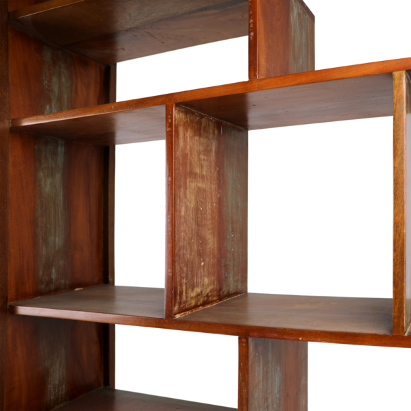 Large solid wood bookcase, detail