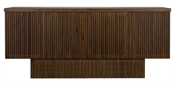 Dark walnut sideboard with linear pattern, front