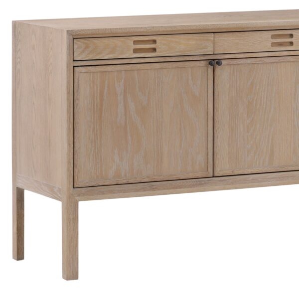 Light oak sideboard with doors and drawers, detail