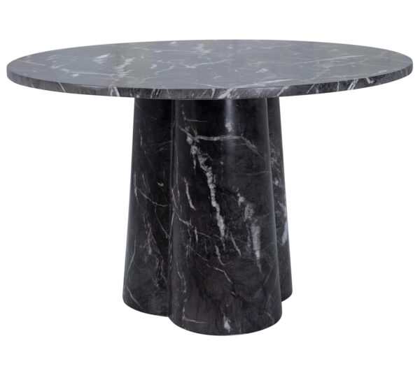 Round concrete dining table with pedestal base