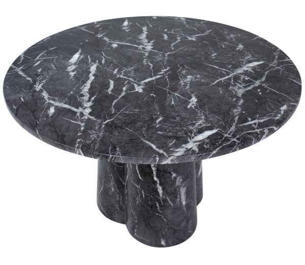 Round concrete dining table with pedestal base, top