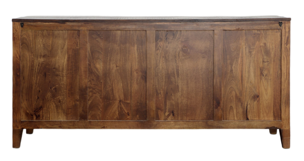 Rustic colorful sideboard media console, back