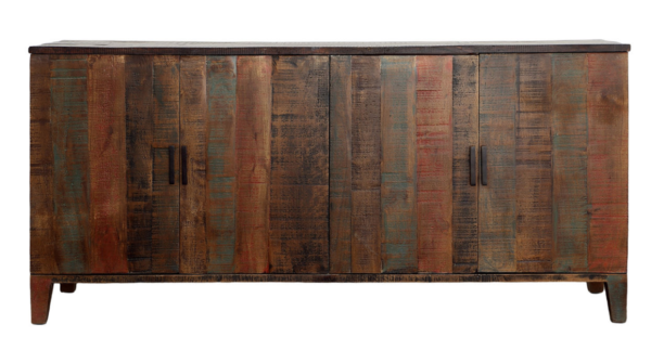 Rustic colorful sideboard media console, front