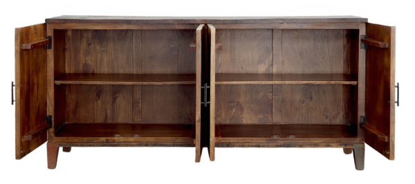 Rustic colorful sideboard media console, open