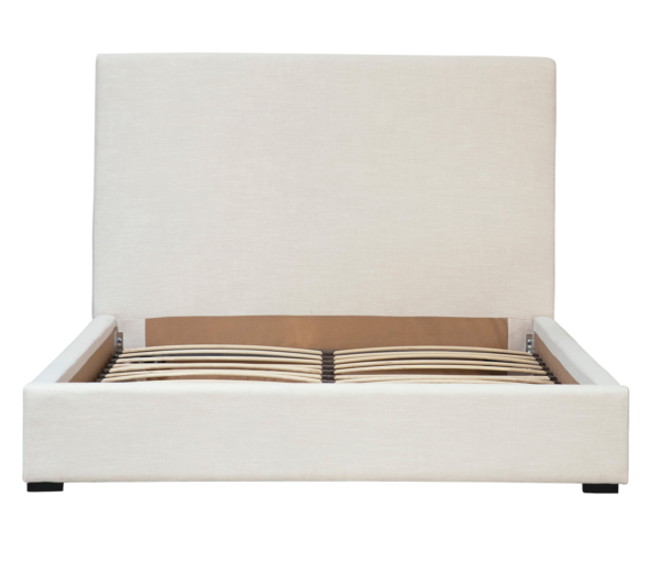 Linen upholstered bed, front