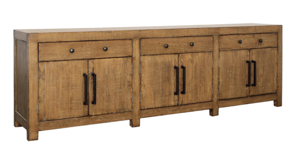 Long wood sideboard with drawers and storage