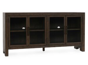 Solid Reclaimed Oak Media Console with Glass Doors 72″