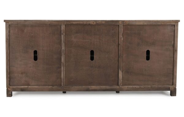 Large media cabinet with mirror doors, cable holes