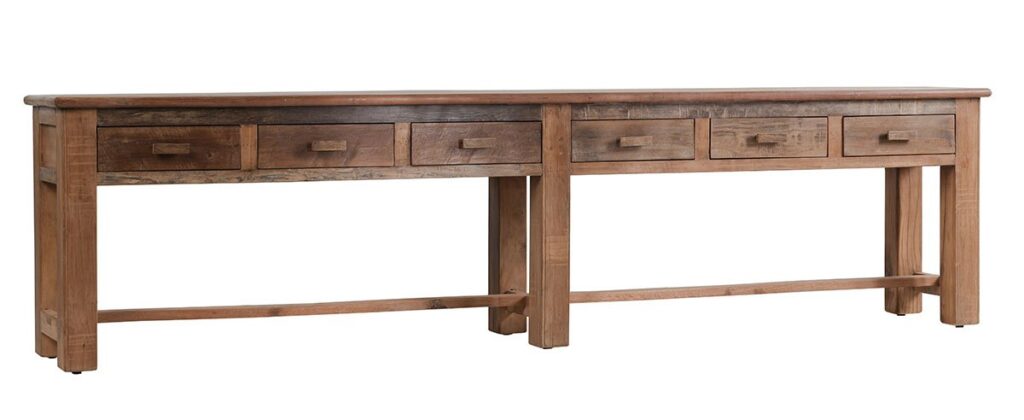 118″ Reclaimed Wood Console Table with Drawers