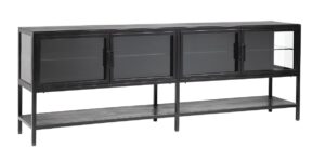 84″ Black Iron Sideboard with Glass