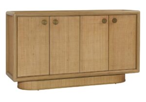 63″ Wood and Rattan Sideboard
